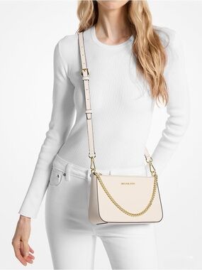 Michael Kors Cream Chain-Accent Crossbody Bag